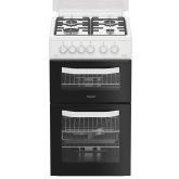 Hotpoint HDG5GCW 50Cm Gas Double Oven Cooker - White