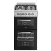 Hotpoint HDG5GCX 50Cm Gas Double Oven Cooker - Inox (Silver)