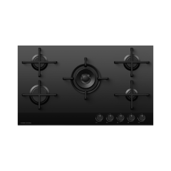 Fisher & Paykel 90cm Gas Hob, Black Glass Design