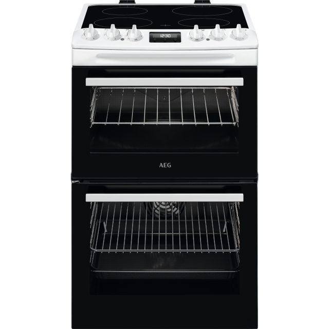 AEG CCX1530ACW 55cm Double Oven Electric Cooker with Ceramic Hob - White