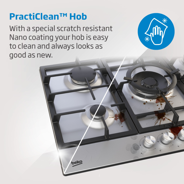 Beko CIHYG32SXE 75cm Gas Hob - Stainless Steel