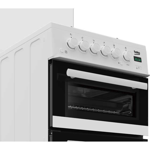 Beko EDG507W 50cm Twin Cavity Gas Cooker with Gas Hob - White