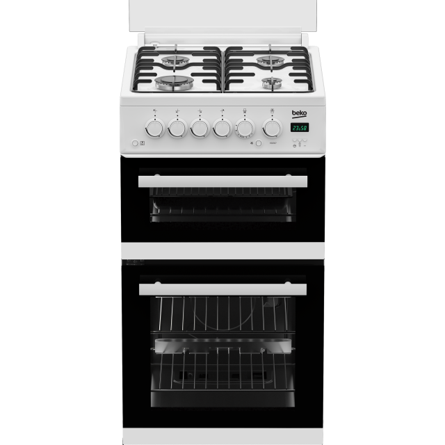Beko EDG507W 50cm Twin Cavity Gas Cooker with Gas Hob - White