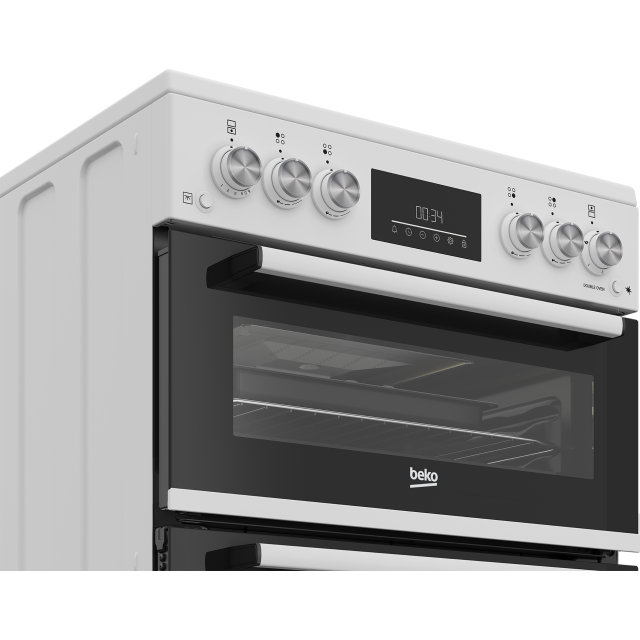 Beko EDG6231W  60cm Twin Cavity Gas Cooker with Enamel Hob - White