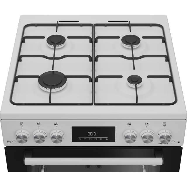 Beko EDG6231W  60cm Twin Cavity Gas Cooker with Enamel Hob - White