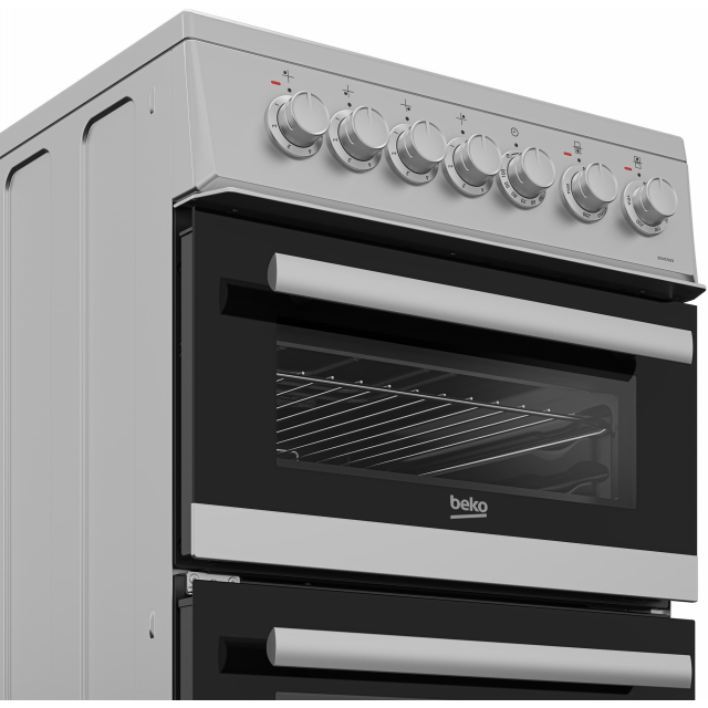 Beko EDVC503S 50cm Double Oven Electric Cooker with Ceramic Hob - Silver