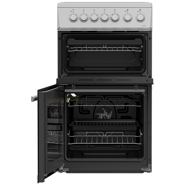 Beko EDVC503S 50cm Double Oven Electric Cooker with Ceramic Hob - Silver