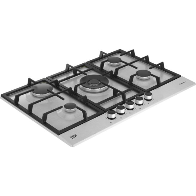 Beko HIAW75225SXE 75cm Gas Hob with Front Knob Controls - Stainless Steel