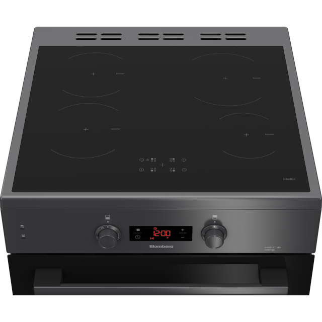 Blomberg HIN651N 60cm Induction Hob - Freestanding Electric Double Oven Cooker - Anthracit