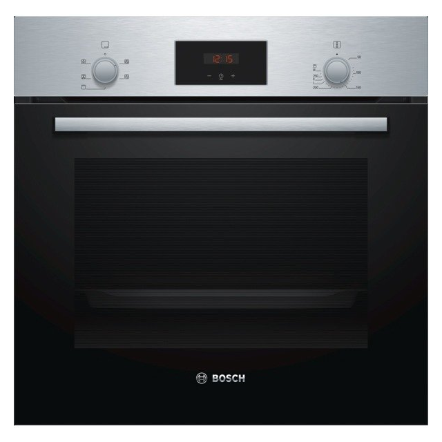 Bosch HHF113BR0B 59.4cm Serie 2 Built In Electric Single Oven with 3D Hot Air - Stainless Steel
