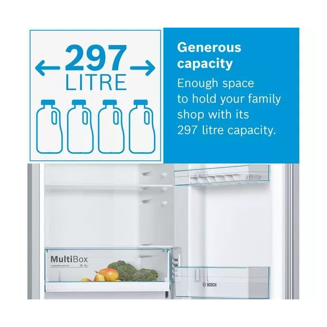 Bosch KGN34NLEAG 60cm 50/50 No Frost Fridge Freezer - Silver