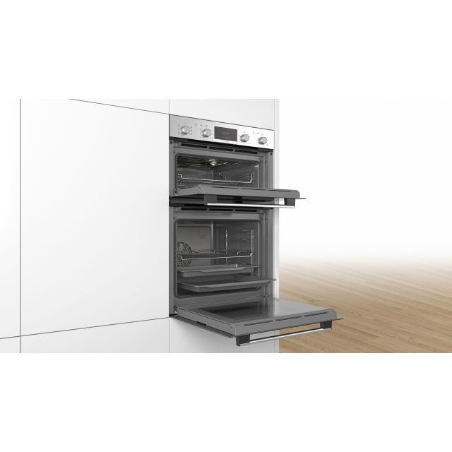 Bosch MBS533BS0B 59.4cm Built In Electric Double Oven with 3D Hot Air - Stainless Steel