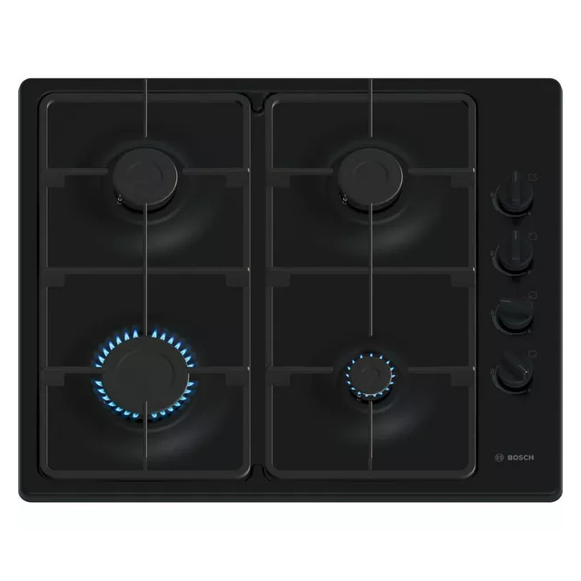 Bosch PBP6B6K60 60cm Black Gas Hob with 4 Burners