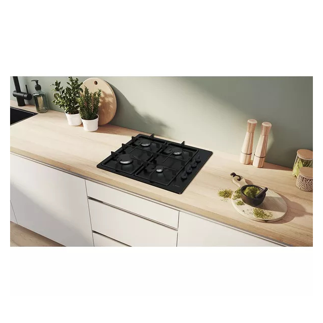 Bosch PBP6B6K60 60cm Black Gas Hob with 4 Burners