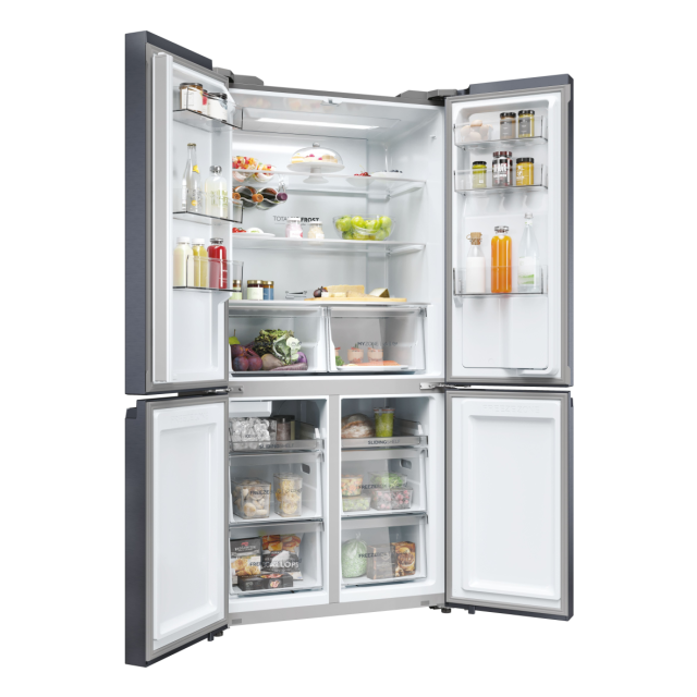 Haier HCR5919EHMB 90cm 60/40 Frost Free American Fridge Freezer - Brushed Black