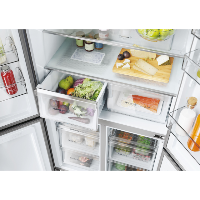Haier HCR5919EHMB 90cm 60/40 Frost Free American Fridge Freezer - Brushed Black