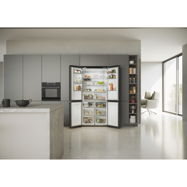 Haier HCR5919EHMB 90cm 60/40 Frost Free American Fridge Freezer - Brushed Black