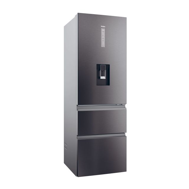 Haier HTW5618EWMP 59.5cm 3D Fridge Freezer - Dark Inox