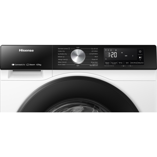 Hisense WD3S8043BW3 WiFi-enabled 8kg/5kg 1400 Spin Washer Dryer - White