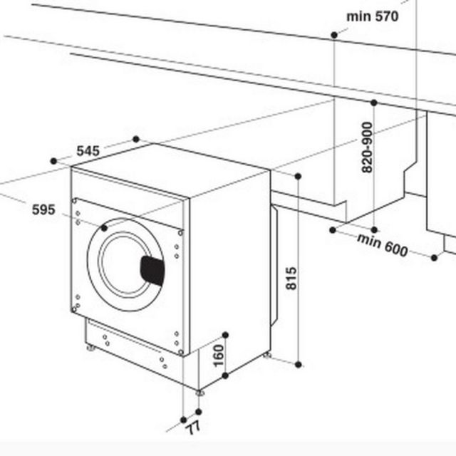 Whirlpool BIWDHG75148UKN 7kg/5kg Integrated Washer Dryer