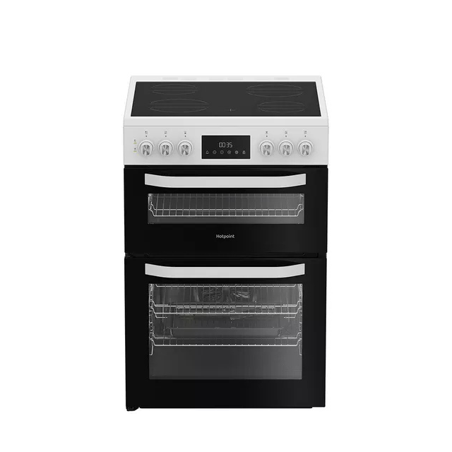Hotpoint HDE6VDW 60cm Double Electric Ceramic Cooker