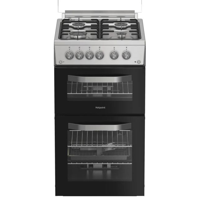 Hotpoint HDG5GCX 50Cm Gas Double Oven Cooker - Inox (Silver)