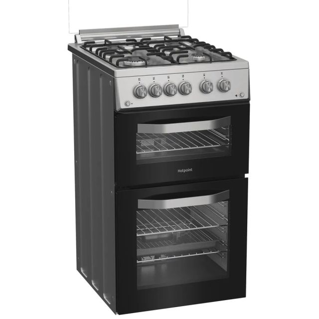 Hotpoint HDG5GCX 50Cm Gas Double Oven Cooker - Inox (Silver)