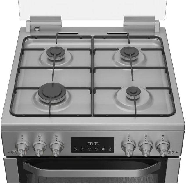 Hotpoint HDG6GDCX 60Cm Gas Double Oven Cooker - Silver