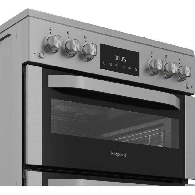 Hotpoint HDG6GDCX 60Cm Gas Double Oven Cooker - Silver