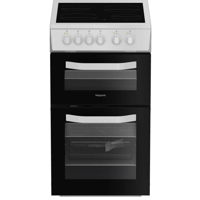 Hotpoint HTE5VCW 50Cm Electric Twin Cavity Cooker - White