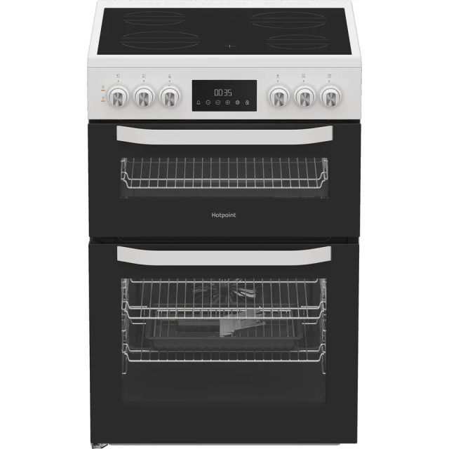 Hotpoint HTE6VDCW 60Cm Electric Twin Cavity Cooker With Multiflow