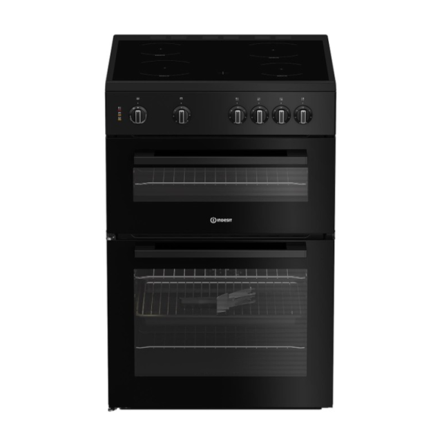 Indesit IT60V9KMBUK 60cm Twin Cavity Ceramic Cooker - Black