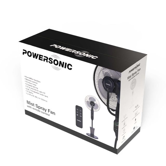 Powersonic PWRHT505 Powersonic Pedestal Oscillating Misting Fan - 3 Speed