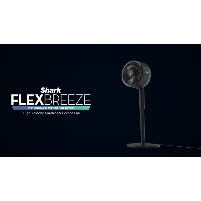 Shark FA220UK FlexBreeze High-Velocity Hybrid Cordless & Corded Fan - Black