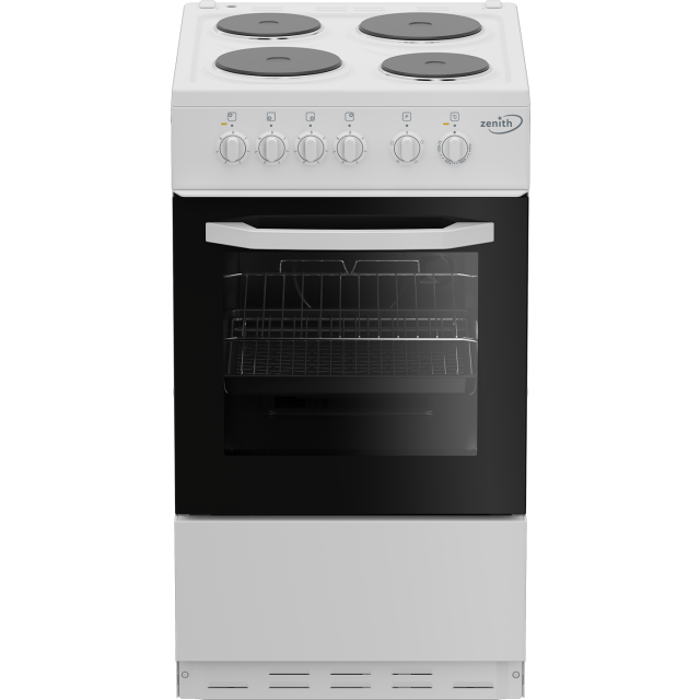 Zenith ZE503W 50cm Electric Single Oven with solid plate - hob White