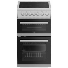 Beko EDVC503S 50cm Double Oven Electric Cooker with Ceramic Hob - Silver