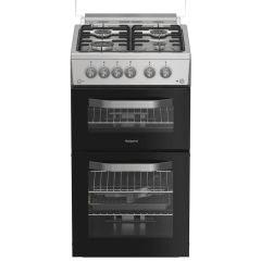 Hotpoint HDG5GCX 50Cm Gas Double Oven Cooker - Inox (Silver)