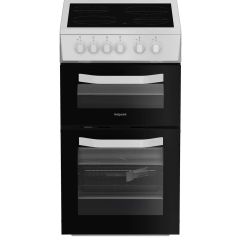 Hotpoint HTE5VCW 50Cm Electric Twin Cavity Cooker - White