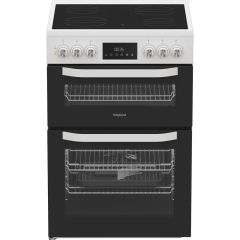 Hotpoint HTE6VDCW 60Cm Electric Double Oven Cooker With Multiflow